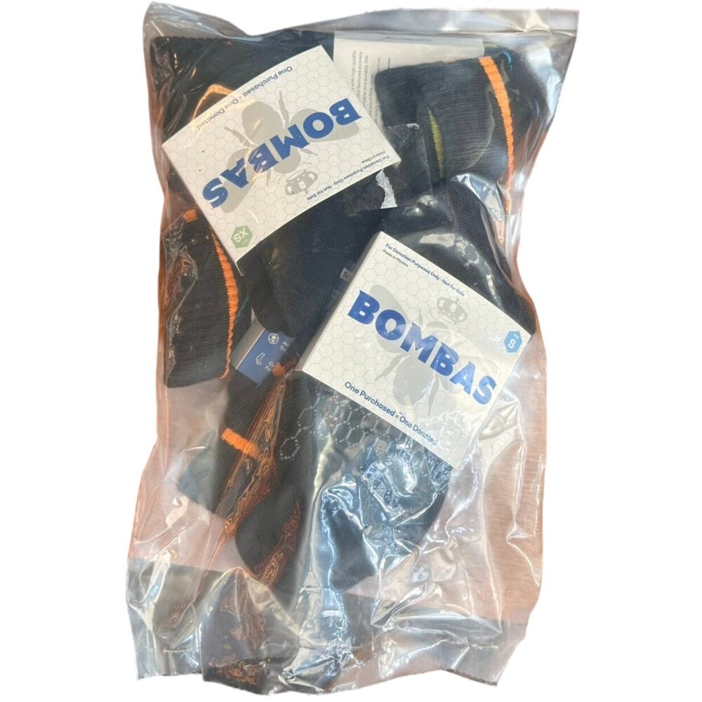 Bombas Honeycomb Socks Lot of 5 Pairs Black Multi-Stripe Youth 4 Size XS 1 Small
